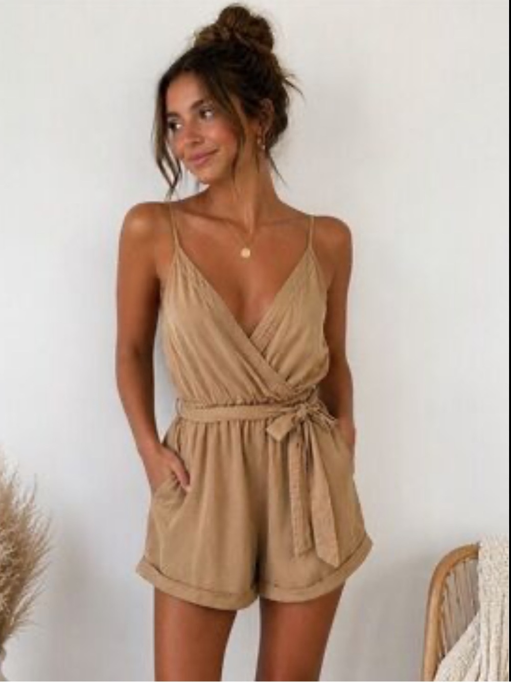 Abercrombie & Fitch tan romper size Small